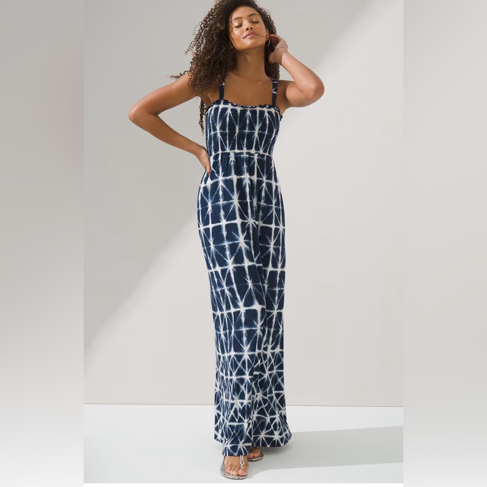 Soma Navy and White Tie-Dye Maxi Dress